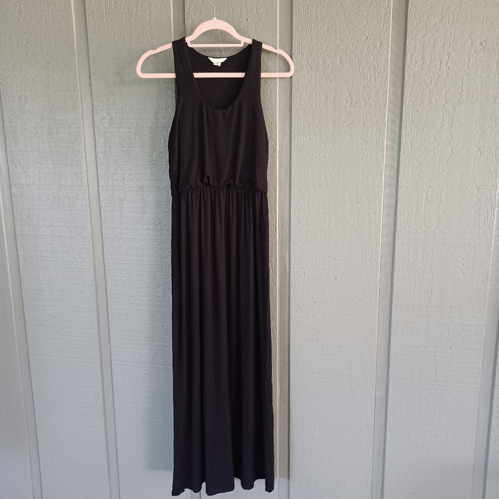 Caslon Sleeveless Maxi Dress Size XS Color Black Elastic Waist Scoop Neck